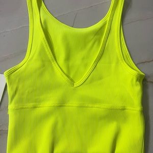 brand new with tag neon yellow cropped tank top V back